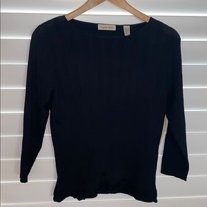 Amanda Smith knit sweater top nwt black stretch M